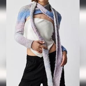 Free People Dust Wrap Bolero Lavender Balletcore Tie Front Shrug Top M / L